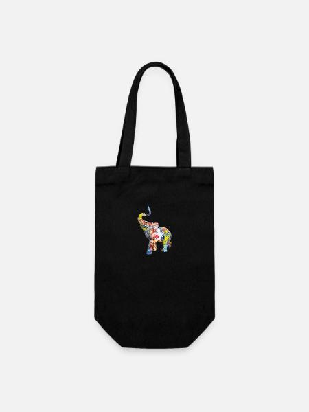 Elefant - Geschenkbeutel für Flaschen - Schwarz
