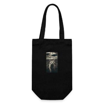 Funny Cat Selfie Alien UFO Meme - Gift Bag for Bottles - black - Front