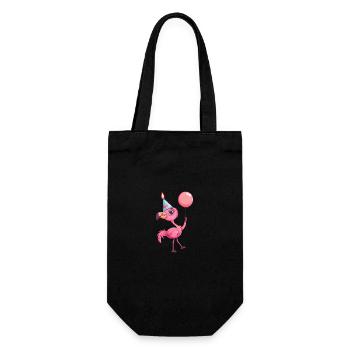 Flamingo Birthday Comic - Gift Bag for Bottles - black - Front