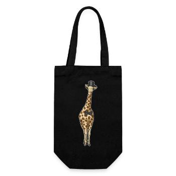 Giraffe Bräutigam Zylinder Hochzeit - Geschenkbeutel für Flaschen - Schwarz - Vorne