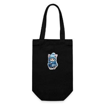 Chat avec écharpe, bonnet et veste d’hiver - Sac à bouteille - noir - Devant