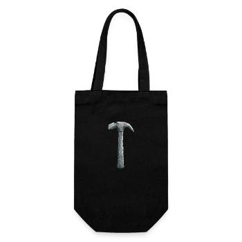 Marteau Low Poly - Outil artisanal - Sac à bouteille - noir - Devant