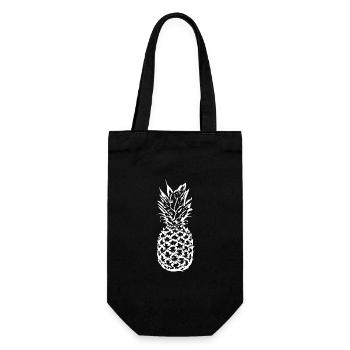 Ananas weiß Sommer Urlaub Geschenk Geschenkidee - Geschenkbeutel für Flaschen - Schwarz - Vorne