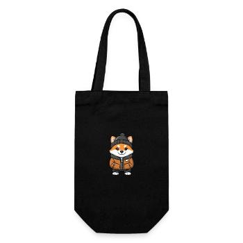 Akita Inu Hund Stylisch - Geschenkbeutel für Flaschen - Schwarz - Vorne