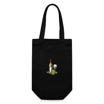 Wine Glass Grapes Wine - Gift Bag for Bottles - black - Front
