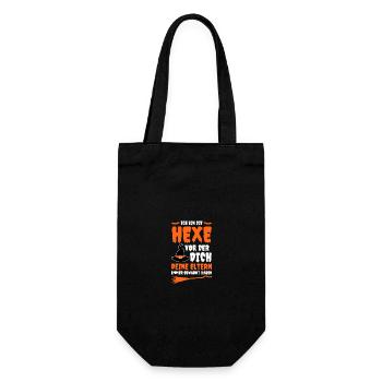Hexe Hexenbesen Hexenkostüm Halloween - Geschenkbeutel für Flaschen - Schwarz - Vorne
