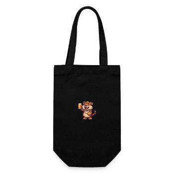 Tiger Bier Pixel - Geschenkbeutel für Flaschen - Schwarz - Vorne