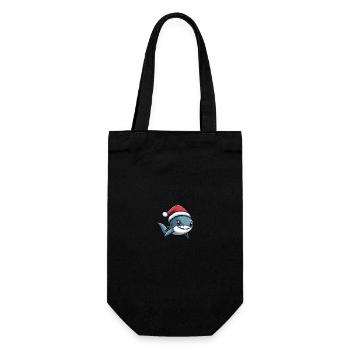 requin Noël mignon - Sac à bouteille - noir - Devant