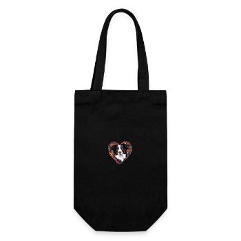 Border Collie Hund Herz Love - Geschenkbeutel für Flaschen - Schwarz - Vorne