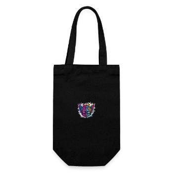 Katze Symbol Wappen Porträt Bunt - Geschenkbeutel für Flaschen - Schwarz - Vorne