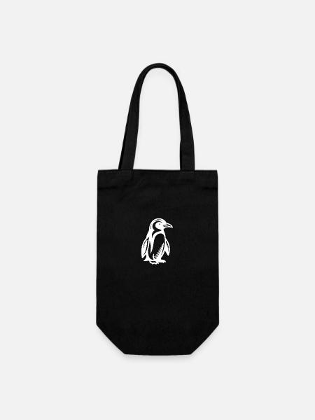 Mignon queue de pie porteur pingouin style tatouage - Sac à bouteille - noir