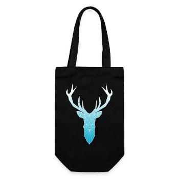 Tête de cerf dans la conception triangle (bleu clair) - Sac à bouteille - noir - Devant
