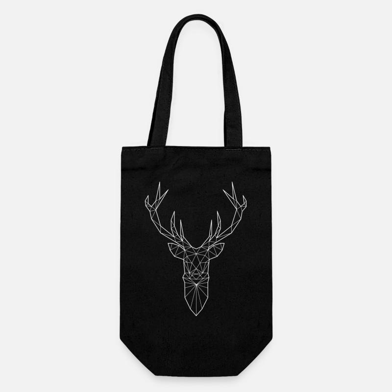 Tête de cerf dans le design triangle (blanc) - Sac à bouteille - noir