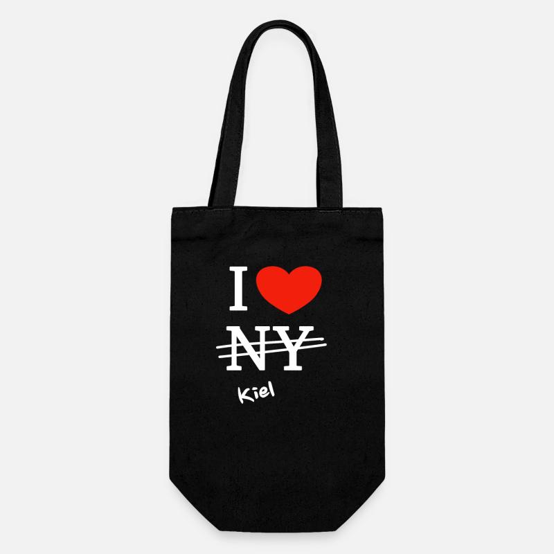 Ich liebe Kiel - I love Kiel - Geschenkbeutel für Flaschen - Schwarz
