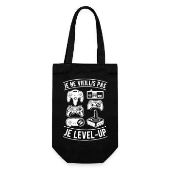 Je ne vieillis pas je level-up - Sac à bouteille - noir - Devant