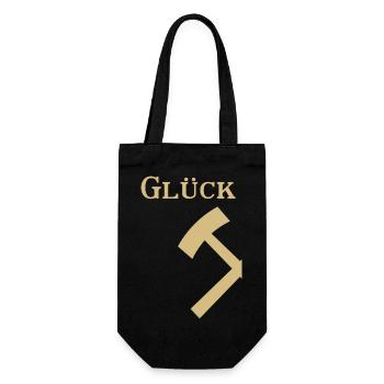 Partnershirt - Glück Auf! - Glück - Geschenkbeutel für Flaschen - Schwarz - Vorne