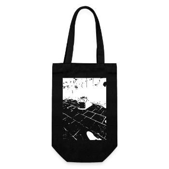 Tasse à café sur motif carrelage - Sac à bouteille - noir - Devant