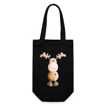 Reindeer With Heart - Cute - Funny - Gift Bag for Bottles - black - Front