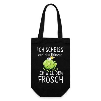 Scheiss auf den Prinz ich will den Frosch - Geschenkbeutel für Flaschen - Schwarz - Vorne