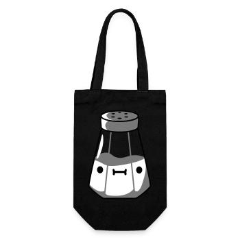 Salière avec visage - Sac à bouteille - noir - Devant