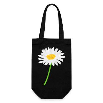 Blume Gänseblümchen mit Stiel - Geschenkbeutel für Flaschen - Schwarz - Vorne