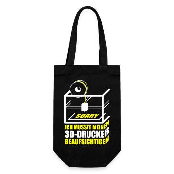 3D Drucker Spruch für Maker, Nerds & 3D-Druck Fans - Geschenkbeutel für Flaschen - Schwarz - Vorne