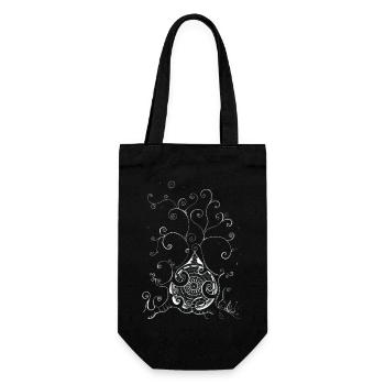 Playful Snow Tree in Black and White with Mandala - Gift Bag for Bottles - black - Front