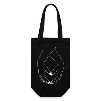 Liebe - Herz - Heart - Hände - Hand - Geschenkbeutel für Flaschen - Schwarz - Vorne