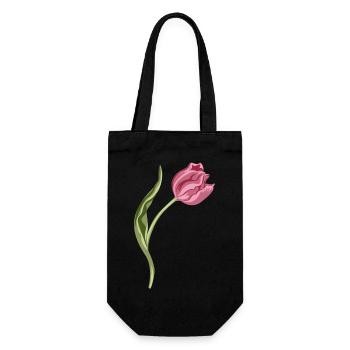 Elegant Pink Tulip Illustration - Gift Bag for Bottles - black - Front