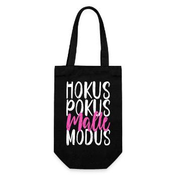 Hokus Pokus Malle Modus - Mallorca lustige Sprüche - Geschenkbeutel für Flaschen - Schwarz - Vorne