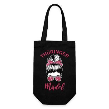 Thüringer Mädel Thüringenmädel Thüringen Frauen - Geschenkbeutel für Flaschen - Schwarz - Vorne