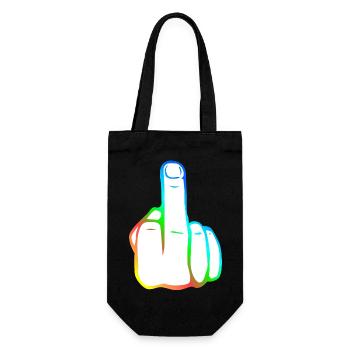 Hand Fuck Fingers! Middle finger! Graphic Colorful Icon - Gift Bag for Bottles - black - Front