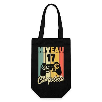 Niveau 17 complete, Cadeau Anniversaire 17 ans - Sac à bouteille - noir - Devant