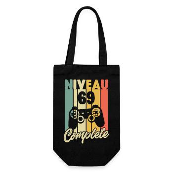 Niveau 69 complete, Cadeau Anniversaire 69 ans - Sac à bouteille - noir - Devant