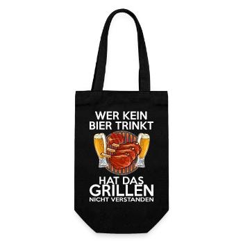 Grillen und Bier Spruch Illustration - Geschenkbeutel für Flaschen - Schwarz - Vorne