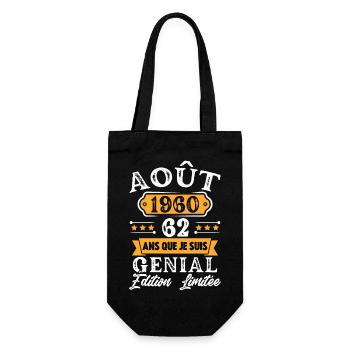 Cadeau D'anniversaire 62 Ans Août 1960 Rétro - Sac à bouteille - noir - Devant