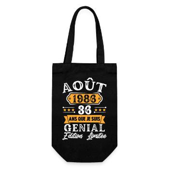 Cadeau D'anniversaire 36 Ans Août 1986 Rétro - Sac à bouteille - noir - Devant