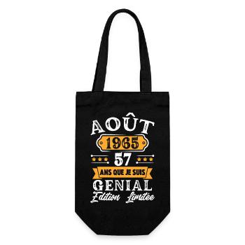 Cadeau D'anniversaire 57 Ans Août 1965 Rétro - Sac à bouteille - noir - Devant