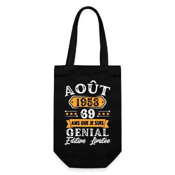 Cadeau D'anniversaire 69 Ans Août 1953 Rétro - Sac à bouteille - noir - Devant