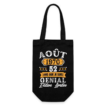 Cadeau D'anniversaire 52 Ans Août 1970 Rétro - Sac à bouteille - noir - Devant