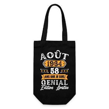 Cadeau D'anniversaire 58 Ans Août 1964 Rétro - Sac à bouteille - noir - Devant