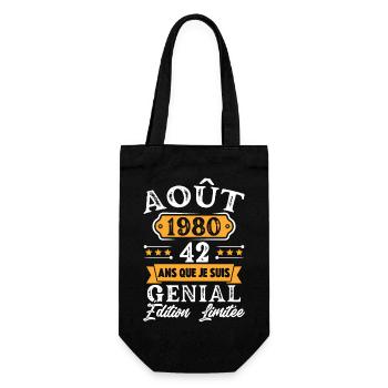 Cadeau D'anniversaire 42 Ans Août 1980 Rétro - Sac à bouteille - noir - Devant