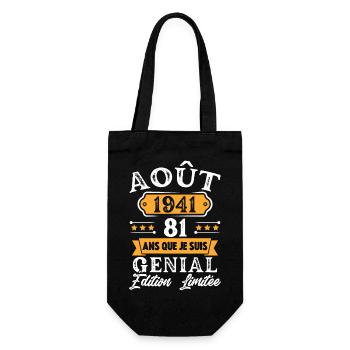 Cadeau D'anniversaire 81 Ans Août 1941 Rétro - Sac à bouteille - noir - Devant