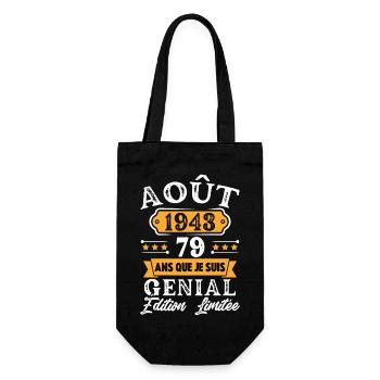 Cadeau D'anniversaire 79 Ans Août 1943 Rétro - Sac à bouteille - noir - Devant