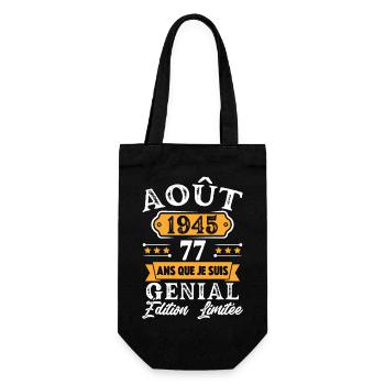 Cadeau D'anniversaire 77 Ans Août 1945 Rétro - Sac à bouteille - noir - Devant