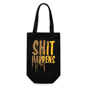 Tropfen Shit happens Zitat - Geschenkbeutel für Flaschen - Schwarz - Vorne
