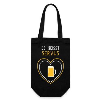 Es heisst Servus Bier - Geschenkbeutel für Flaschen - Schwarz - Vorne