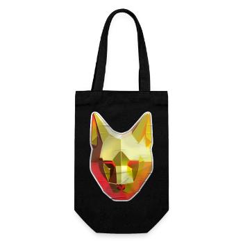 Katze Polygon in Gold - Geschenkbeutel für Flaschen - Schwarz - Vorne