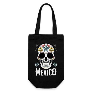 Sugar Skull Mexiko - Geschenkbeutel für Flaschen - Schwarz - Vorne