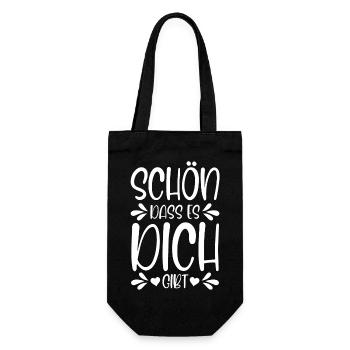 Schön dass es dich gibt - Geschenkbeutel für Flaschen - Schwarz - Vorne